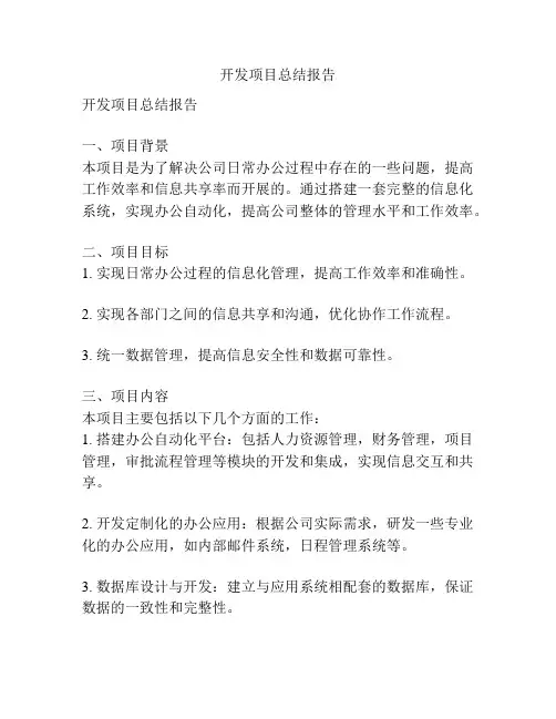 开发项目总结报告