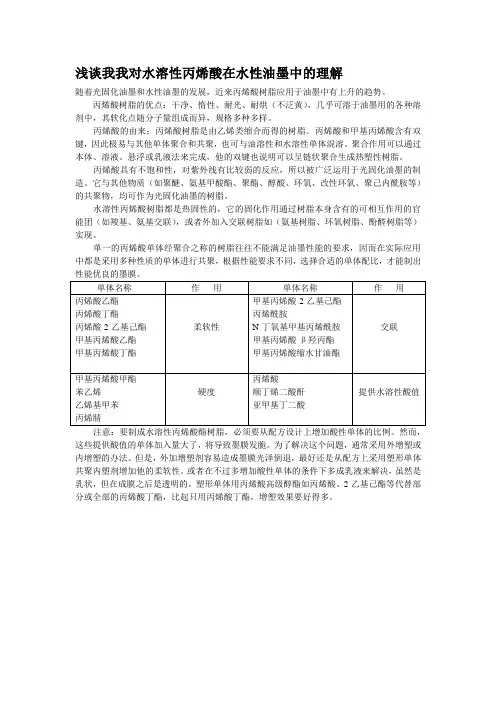 浅谈我对水溶性丙烯酸树脂在水性油墨中的理解