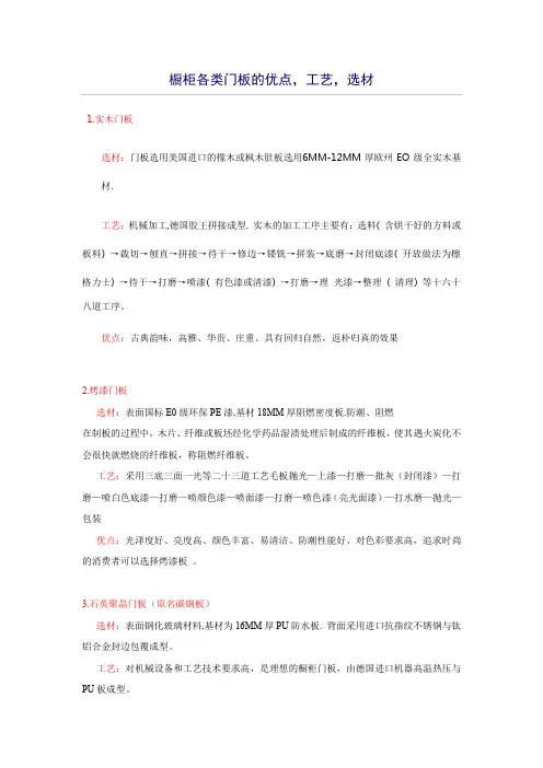 橱柜的各类门板优点.工艺.选材