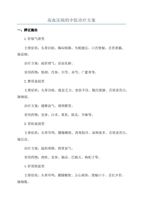 高血压病的中医诊疗方案