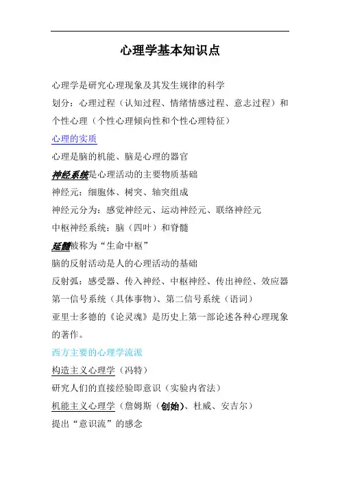 心理学基本知识点