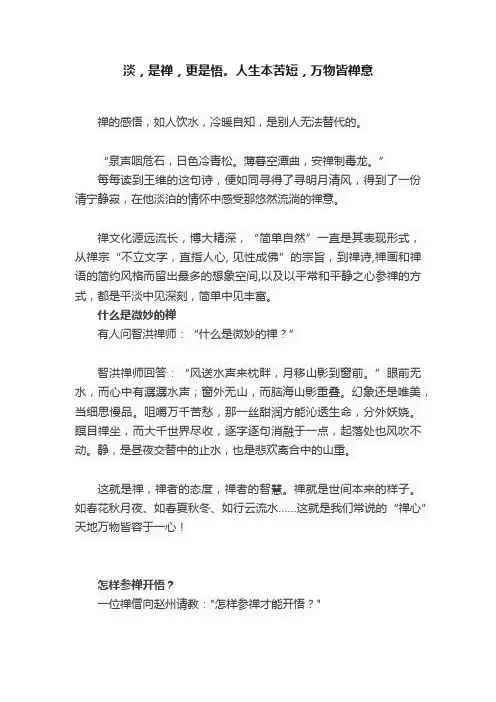 淡，是禅，更是悟。人生本苦短，万物皆禅意