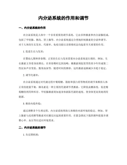 内分泌系统的作用和调节