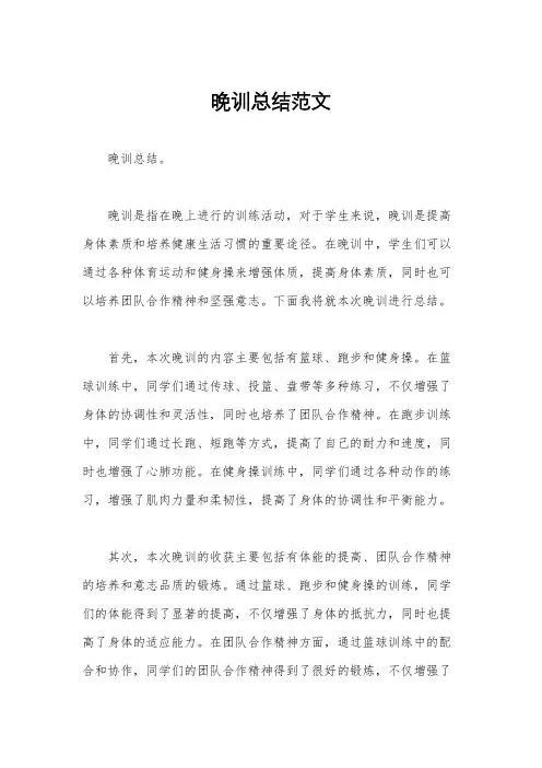 晚训总结范文