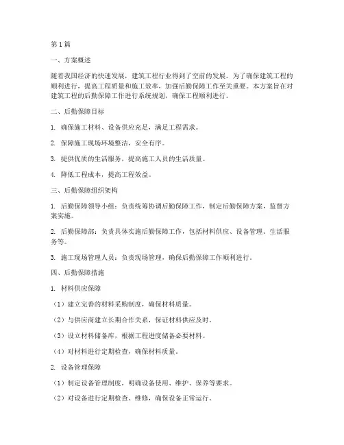 建筑工程后勤保障方案(3篇)