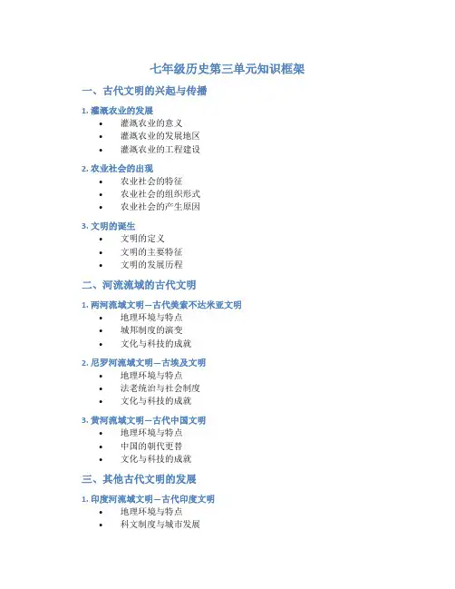 七年级历史第三单元知识框架