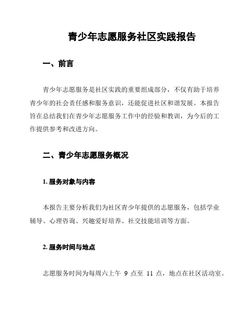 青少年志愿服务社区实践报告
