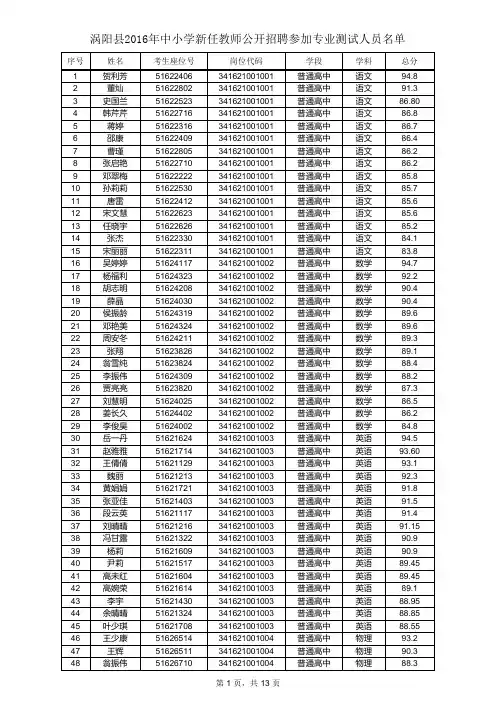 2016新招考教师入围