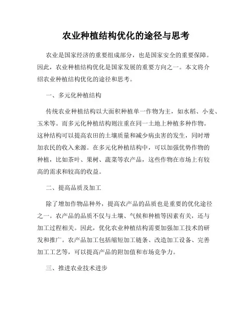 农业种植结构优化的途径与思考