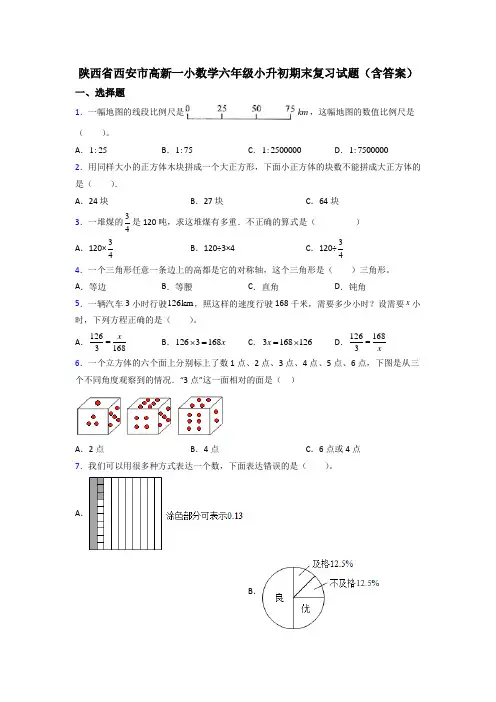 陕西省西安市高新一小数学六年级小升初期末复习试题(含答案)
