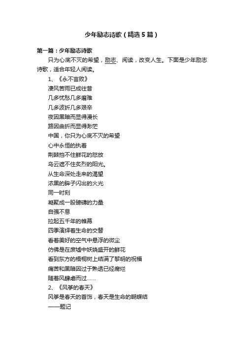 少年励志诗歌（精选5篇）