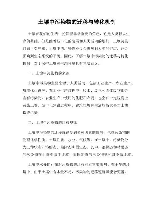 土壤中污染物的迁移与转化机制