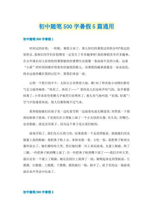 初中随笔500字暑假5篇通用