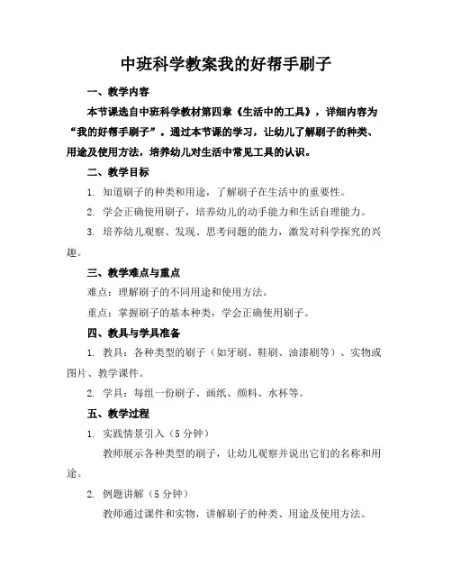 中班科学教案我的好帮手刷子