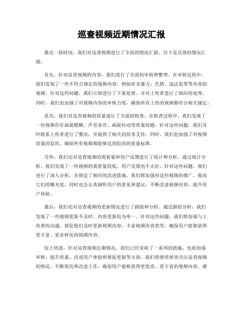 巡查视频近期情况汇报