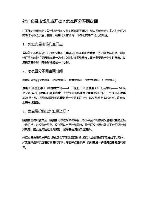 外汇交易市场几点开盘？怎么区分不同盘面