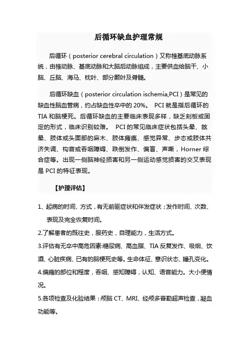 后循环缺血护理常规