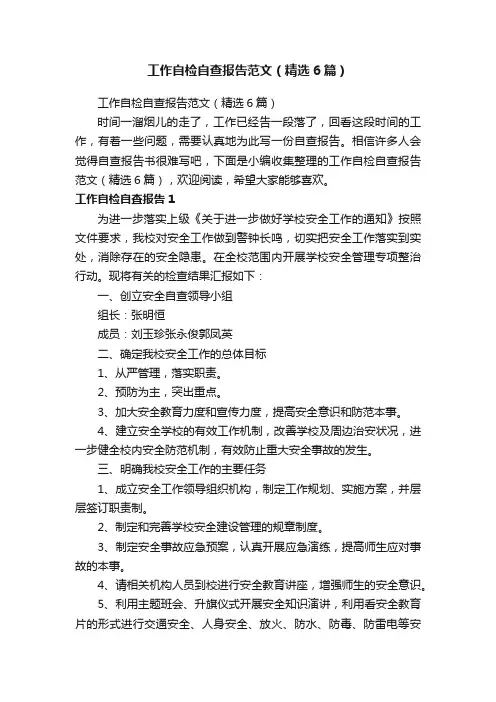 工作自检自查报告范文（精选6篇）