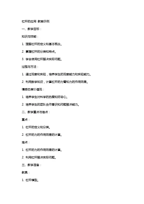 杠杆的应用 教案示例