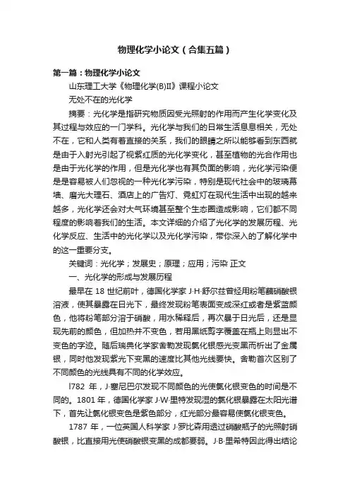 物理化学小论文（合集五篇）
