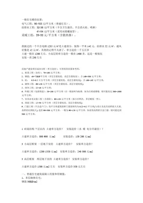 建筑工程单方造价