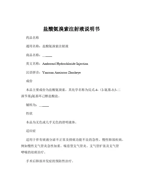 盐酸氨溴索注射液说明书