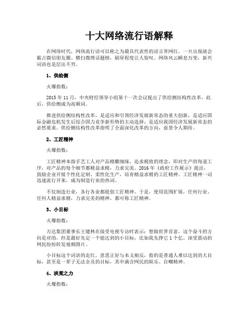 十大网络流行语解释