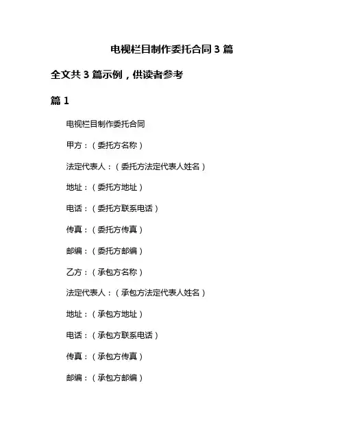 电视栏目制作委托合同3篇