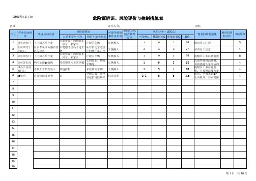 IT --危险源辨识、风险评价及控制措施表