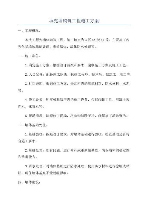 填充墙砌筑工程施工方案