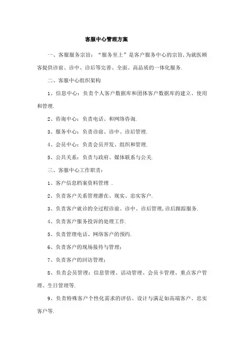 医院客服中心组织架构