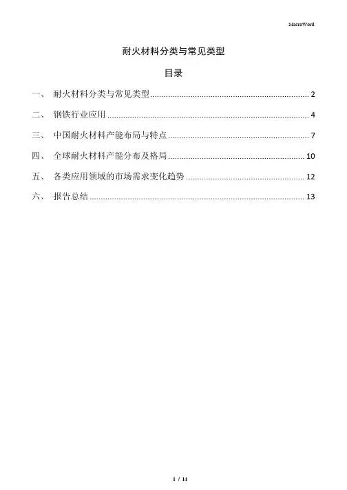 耐火材料分类与常见类型