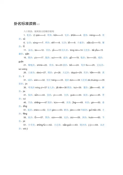 易经六十四卦读音