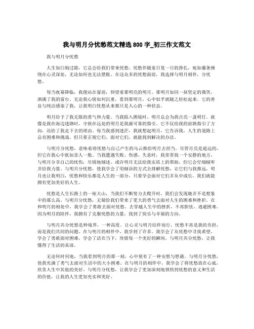 我与明月分忧愁范文精选800字_初三作文范文