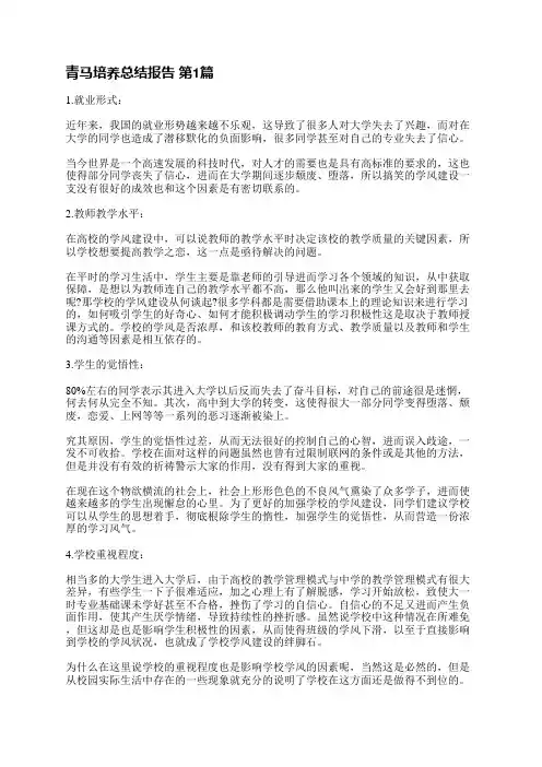 青马培养总结报告(9篇)