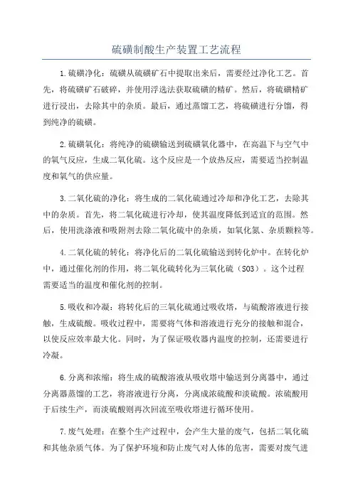 硫磺制酸生产装置工艺流程