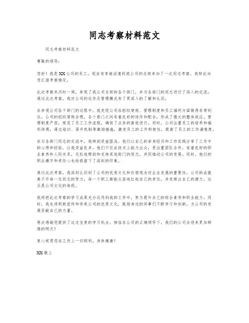 同志考察材料范文