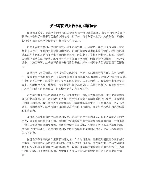抓书写促语文教学的点滴体会