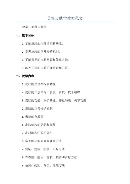 美容皮肤学教案范文