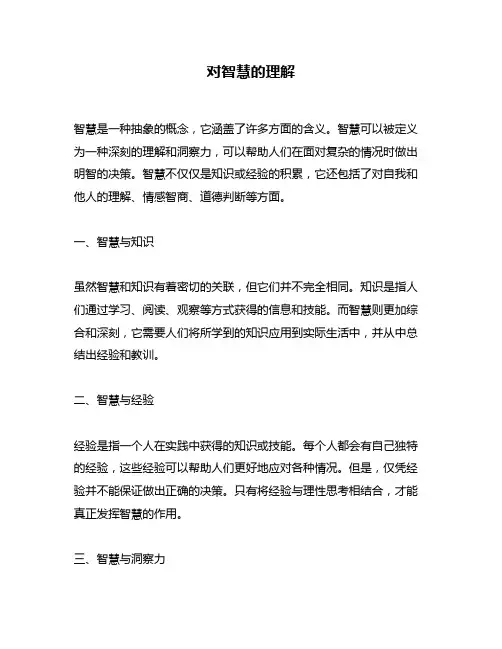 对智慧的理解