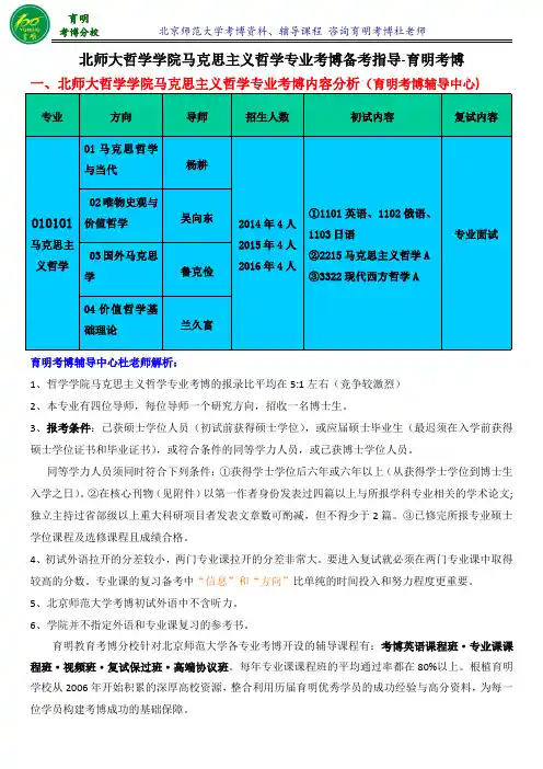 北京师范大学马克思主义哲学专业考博真题复习规划参考书-育明考博