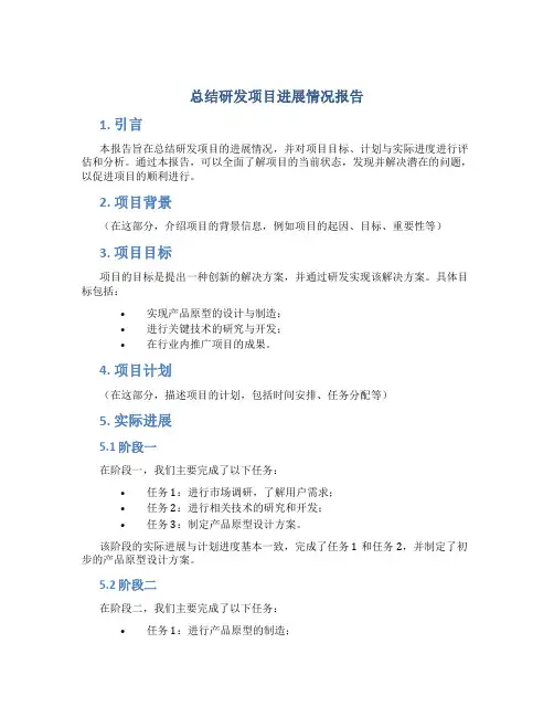 总结研发项目进展情况报告