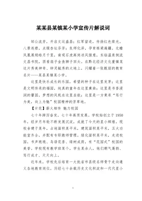 某某县某镇某小学宣传片解说词
