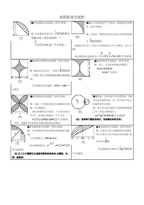 小学六年级求阴影部分面积试题和答案