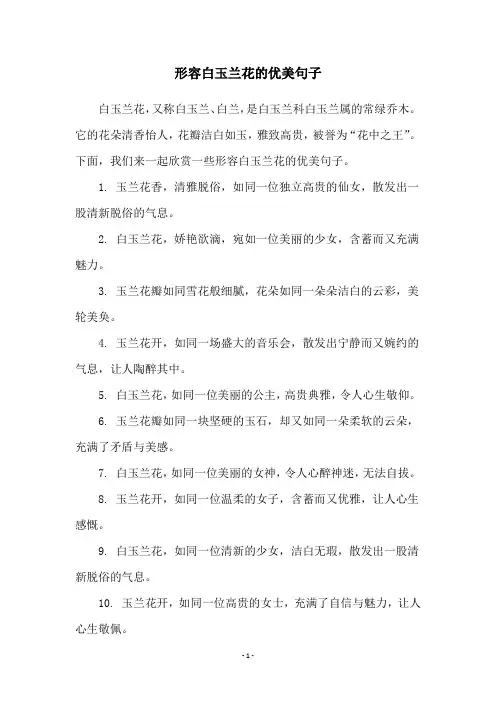 形容白玉兰花的优美句子