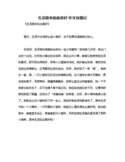 生活原来如此美好 作文有题记