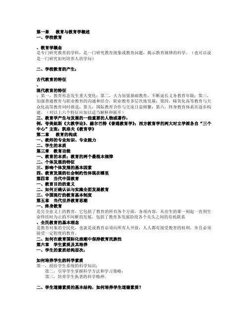 2011张乐天教育学复习重点