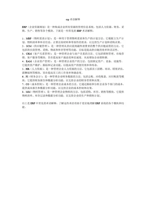 erp术语解释