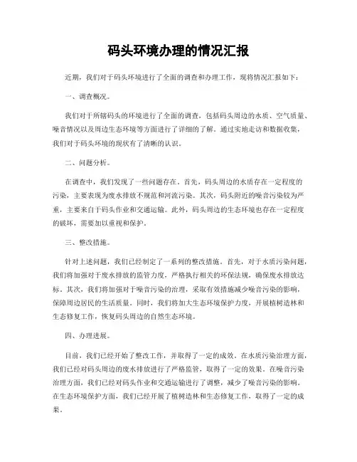 码头环境办理的情况汇报