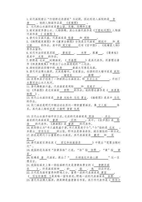 中国美术史练习题(附答案)